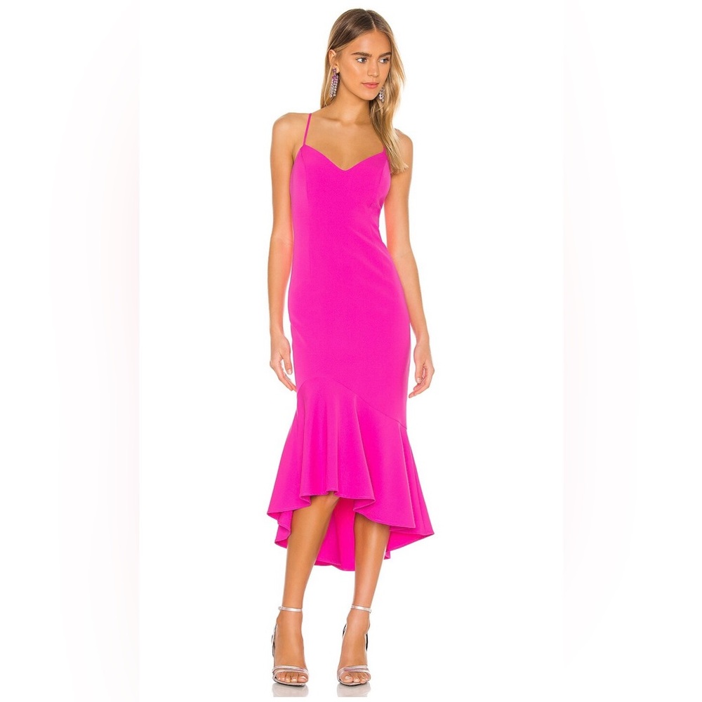 Bardot Lisandra Midi Dress in Pink Shock | Size XS